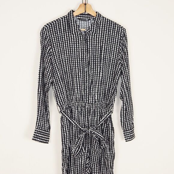 Uniqlo Pants - Uniqlo x Marimekko Black Dotted Long Sleeve Belted Jumpsuit Womens sz XS